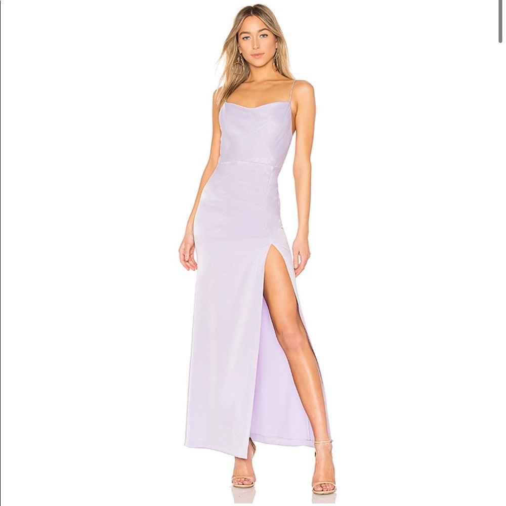 Alice + Olivia Diana Satin Maxi Dress Lilac Gown 6